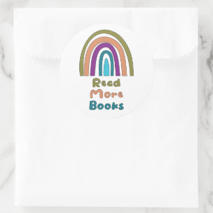 Lesen Sie mehr Bücher motivierend Boho Regenbogen Runder Aufkleber