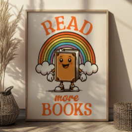 Lesen Sie mehr Bücher Retro Art Print for Bookworm Poster