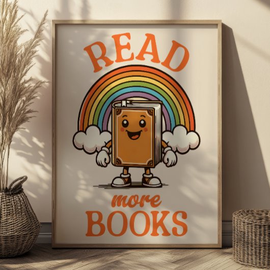 Lesen Sie mehr Bücher Retro Art Print for Bookworm Poster