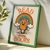 Lesen Sie mehr Bücher Retro Art Print for Bookworm Poster