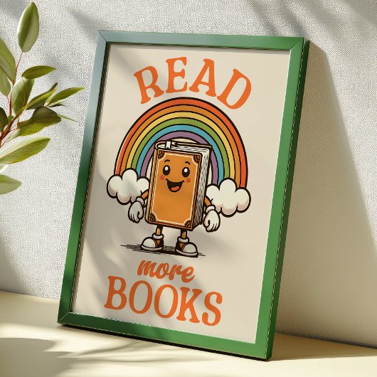 Lesen Sie mehr Bücher Retro Art Print for Bookworm Poster