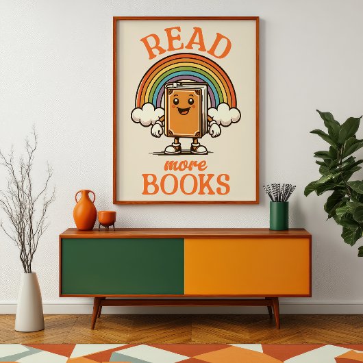 Lesen Sie mehr Bücher Retro Art Print for Bookworm Poster