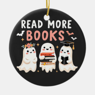Lesen Sie mehr Bücher Spookween Halloween Ghost Bo Keramik Ornament