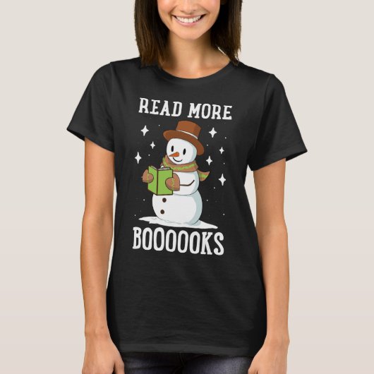Lesen Sie mehr Bücher Weihnachtsbibliothek Snowman T-Shirt (Vorderseite)