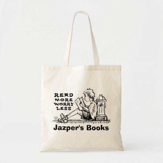 Lesen Sie mehr, weniger Junge lesen Bücherbeutel Tragetasche (Vorne)