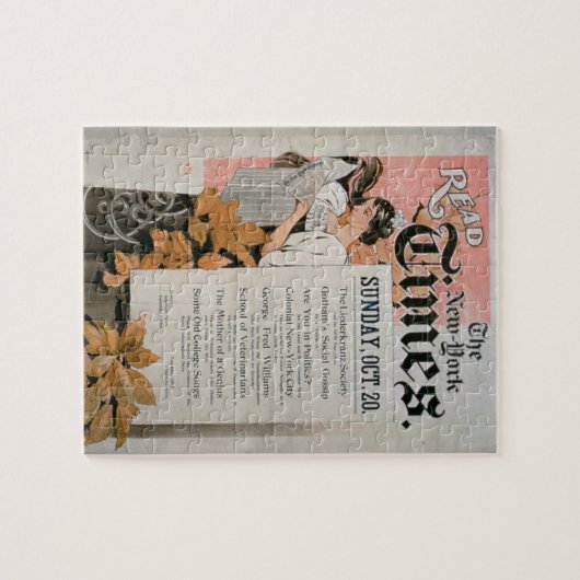 "Lesen Sie New York Times" (Farbelitho) Puzzle (Horizontal)