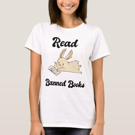 Lesen Sie verbotene Bücher Adable Rabbit T-Shirt (Vorderseite)