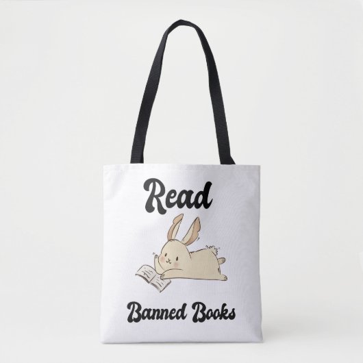 Lesen Sie verbotene Bücher Adable Rabbit Tasche (Vorderseite)