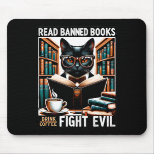 Lesen Sie verbotene Bücher trinken Kaffee Kampf Bö Mousepad