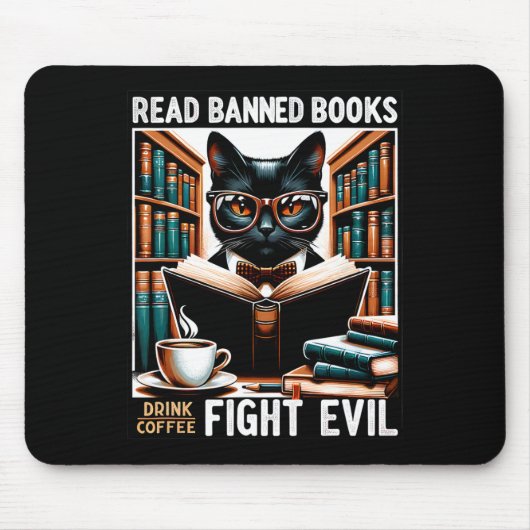 Lesen Sie verbotene Bücher trinken Kaffee Kampf Bö Mousepad (Vorne)