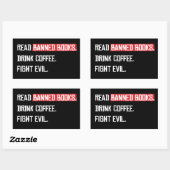 Lesen Sie verbotene Bücher trinken Kaffee kämpfen Rechteckiger Aufkleber (Blatt)