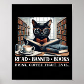 Lesen Sie verbotene Bücher trinken Kaffee Kampffäh Poster (Vorne)
