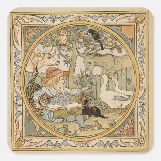 Lesen Spaß Quadratischer Aufkleber (Vorderseite)