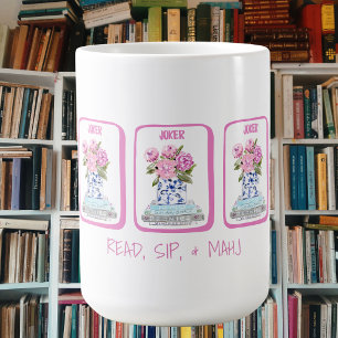 Lesen, Trinken & Mahj Buchliebhaber Mahjong Pfings Kaffeetasse