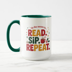 Lesen Trinken Wiederholen Weihnachtsbuch Tasse