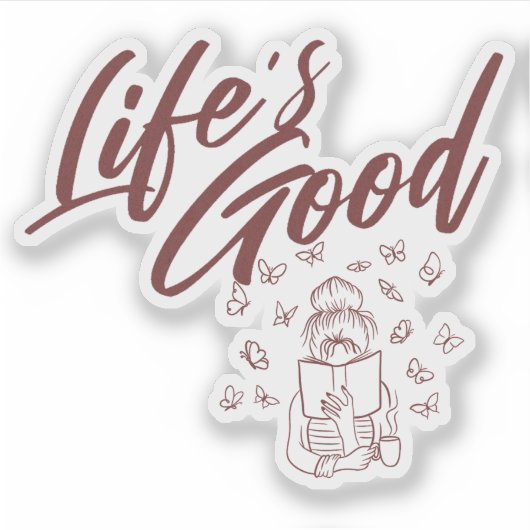 Lesen und Coffee Book Sticker (Vorderseite)