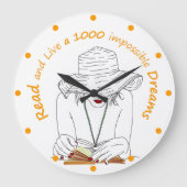 Lesen und leben Sie 1000 unmögliche Träume Große Wanduhr (Vorderseite)