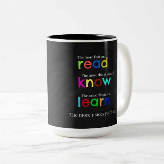 Lesen und Lernen Zweifarbige Tasse (VorderseiteRechts)