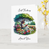 Lesen und Natur themed Miss You Karte (Gelbe Blume)