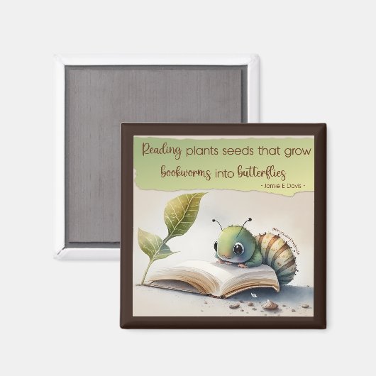 Lesen verwandelt Buchwürmer in Schmetterlinge Magnet (Vorderseite/Rückseite)