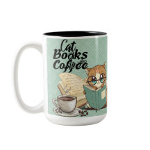 Lesen von Büchern Niedlicher Chat-Kaffee