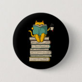 Lesen von Katze - Funny Book and Tee Lover Geschen Button (Vorderseite)