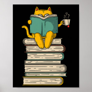 Lesen von Katze - Funny Book and Tee Lover Geschen Poster