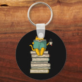 Lesen von Katze - Funny Book and Tee Lover Geschen Schlüsselanhänger (Vorderseite)
