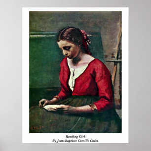 Lesen von Mädchen von Jean-Baptiste Camille Corot Poster