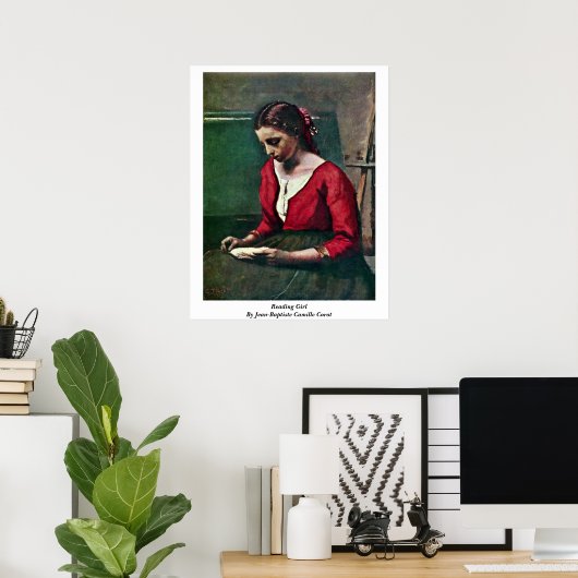 Lesen von Mädchen von Jean-Baptiste Camille Corot Poster (Heimbüro)