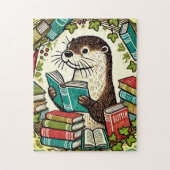 Lesen von Otter Bookish Illustration Lesegeräten Puzzle (Vertikal)