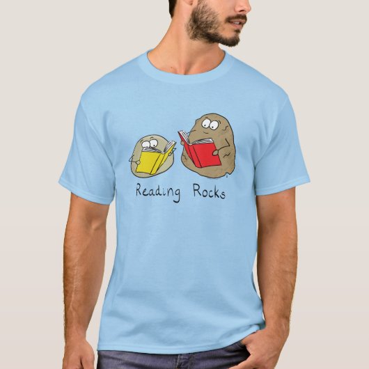 Lesen von Rocks Funny Book Teacher T-Shirt (Vorderseite)