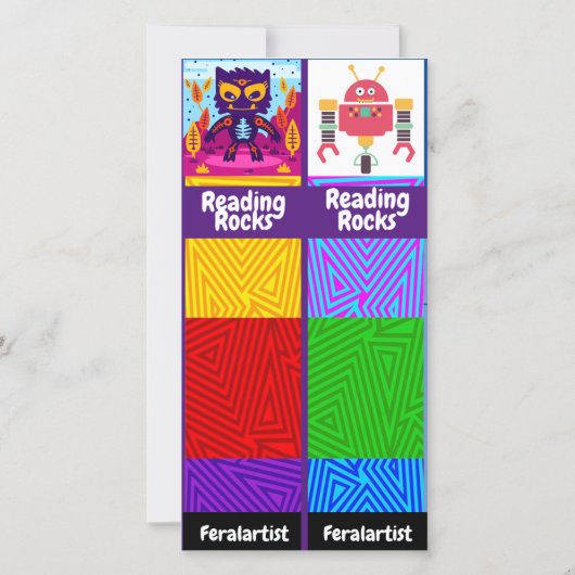 Lesen von Steinen, Katze, Roboter-Lesezeichen-Kart Karte (Rückseite)