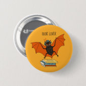 Lesende Fledermaus | Whimsical Bibliothekar mit Bü Button (Vorne & Hinten)