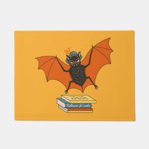 Lesende Fledermaus   Whimsical Bibliothekar mit Bü Fußmatte