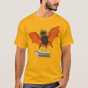 Lesende Fledermaus   Whimsical Bibliothekar mit Bü T-Shirt