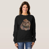 Lesende Kätzchen | Katzenbuchstapel, gemütliches K Sweatshirt (Vorne ganz)