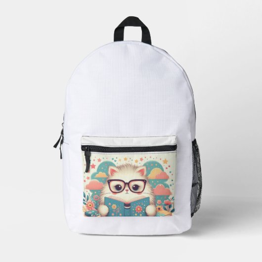 lesende Katze Bedruckter Rucksack (Vorderseite)