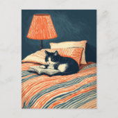 lesende Katze Feiertagspostkarte (Vorderseite)