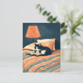 lesende Katze Feiertagspostkarte (Stehend Vorderseite)