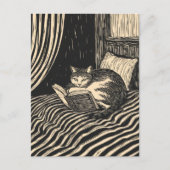 lesende Katze Feiertagspostkarte (Vorderseite)