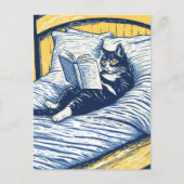 lesende Katze Feiertagspostkarte (Vorderseite)