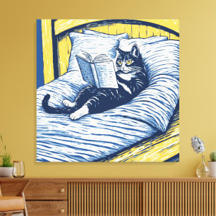 lesende Katze Leinwanddruck