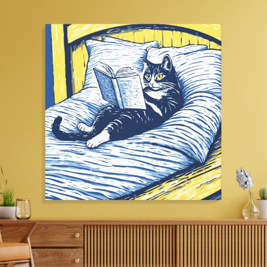 lesende Katze Leinwanddruck (Insitu (Wohnzimmer))