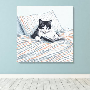 lesende Katze Leinwanddruck