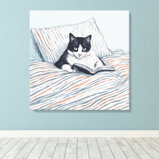 lesende Katze Leinwanddruck (Insitu (Holzboden))