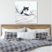 lesende Katze Leinwanddruck (Insitu (Schlafzimmer))