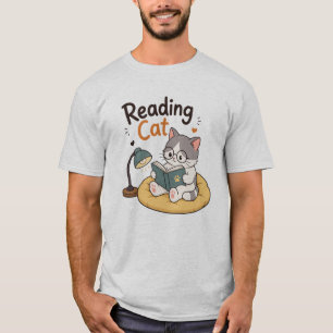 Lesende Katze Süße Buchliebhaber Katze liest Buch T-Shirt
