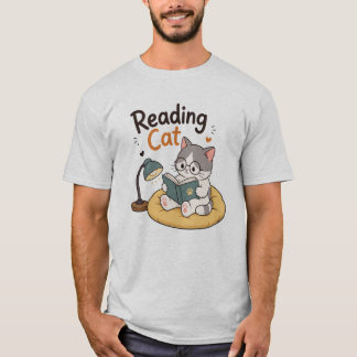 Lesende Katze Süße Buchliebhaber Katze liest Buch T-Shirt