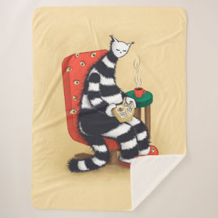 Lesende Katzen-Illustration Gemütlicher Bücherwurm Sherpadecke